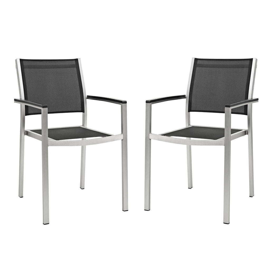 Modway Shore Aluminum Mesh Outdoor Patio Dining Accent Side Chair in Silver Gray