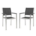 Modway Shore Aluminum Mesh Outdoor Patio Dining Accent Side Chair in Silver Gray