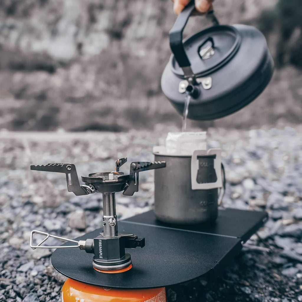 Firemaple Petrel Ultralight Folding Table - Compact Aluminum Alloy Camp Table for Solo Outings, Backpacking and Wild Camping - Weighs Only 191g(not Include Canister)
