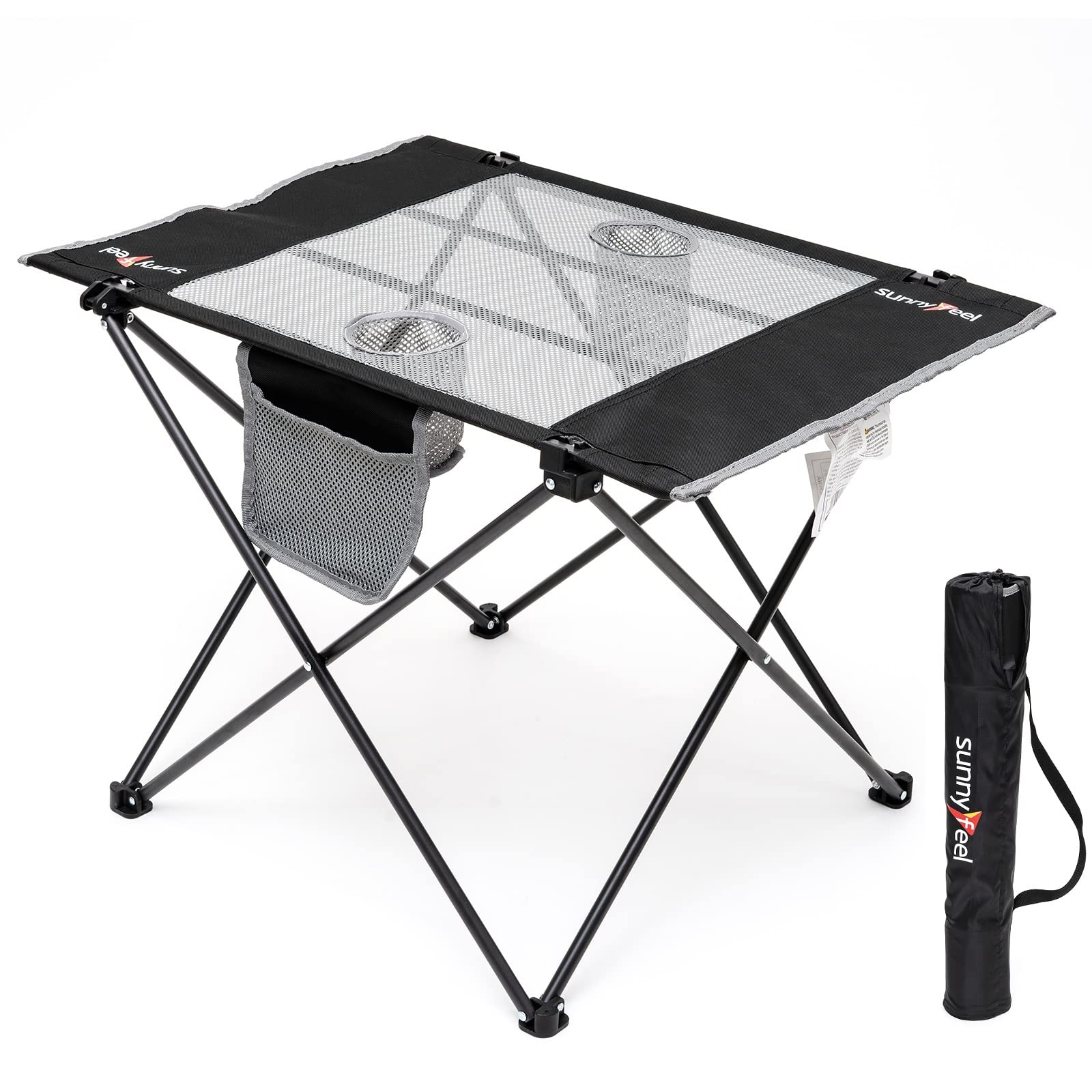 SUNNYFEEL 3 in 1 Folding Camping Table, Stool, and Footrest, Lightweight Portable up to 300 LBS, Easy to Carry for Beach, Fishing, Trip, Picnic, Lawn, Concert Outdoor