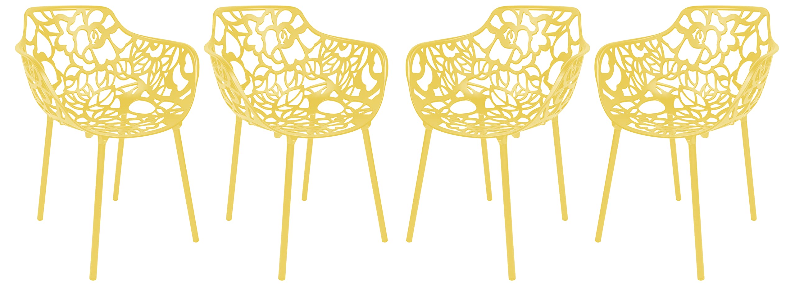 LeisureMod Forest Dining Arm Chair, Aluminum Indoor and Outdoor Stackable Patio Accent Chair for Dining Room, Living Room, and Poolside Devon Collection