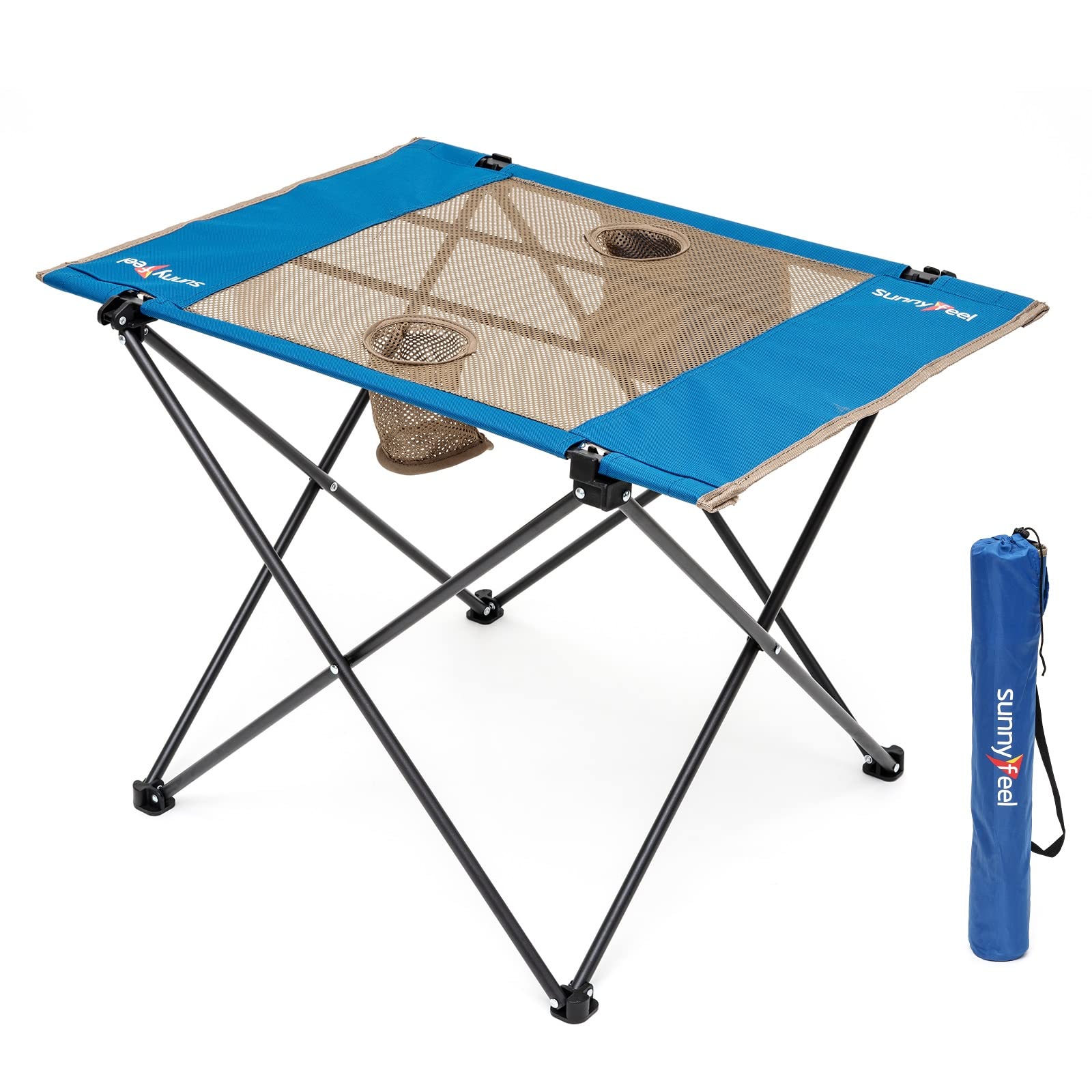 SUNNYFEEL 3 in 1 Folding Camping Table, Stool, and Footrest, Lightweight Portable up to 300 LBS, Easy to Carry for Beach, Fishing, Trip, Picnic, Lawn, Concert Outdoor
