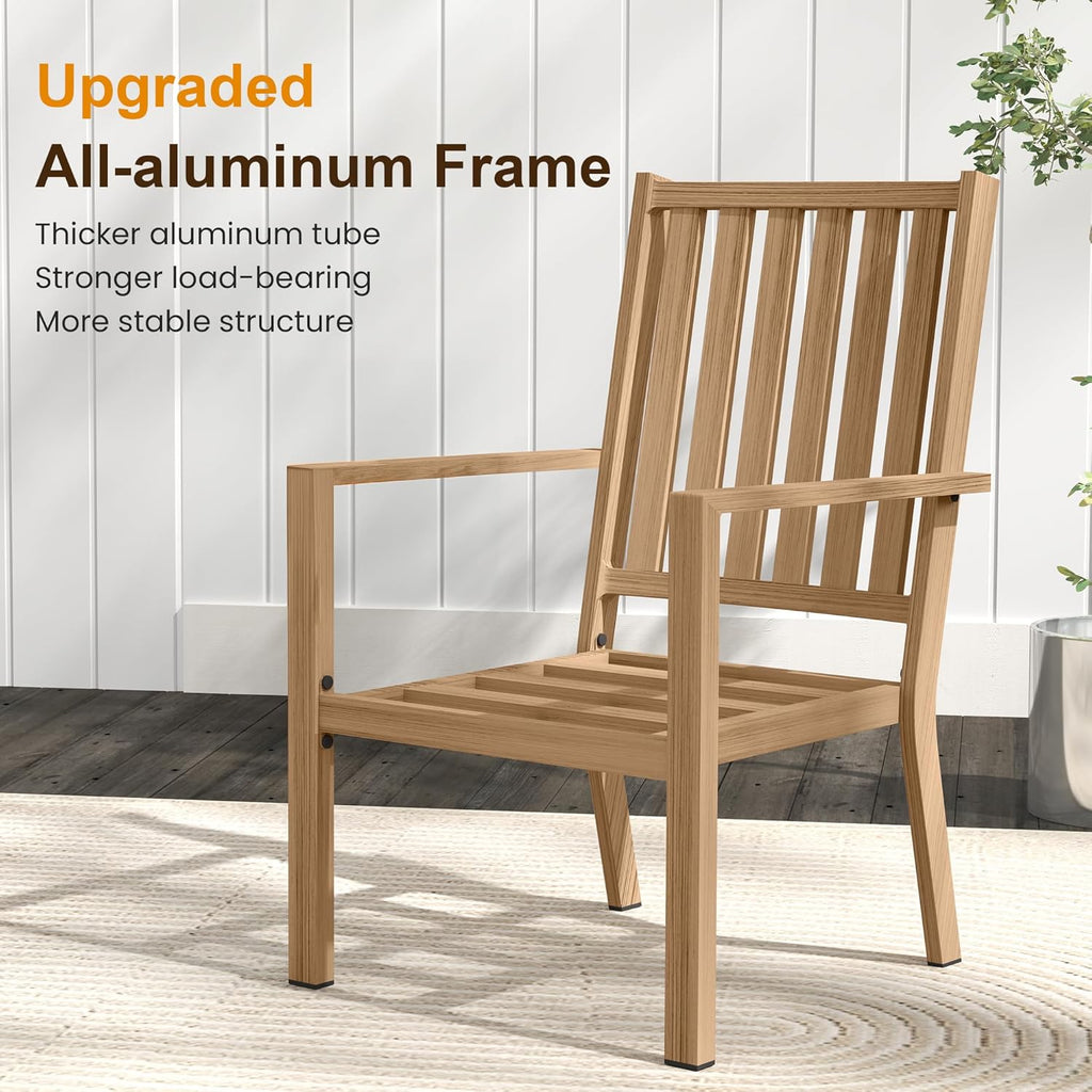 FansaFurn Patio Dining Chairs Set of 4, Aluminum Outdoor Patio Chairs with Waterproof Cushions, Metal Outdoor Patio Furniture Set for Porch, Balcony, Deck, Backyard, Brown