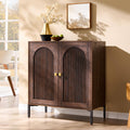 IFGET Modern Buffet Cabinet with Storage, 34" Tall Fluted Arched Sideboard Cabinet w/Adjustable Shelves, Wooden Modular Coffee Bar for Dining Room, Kitchen, Living Room, Entryway, Natural