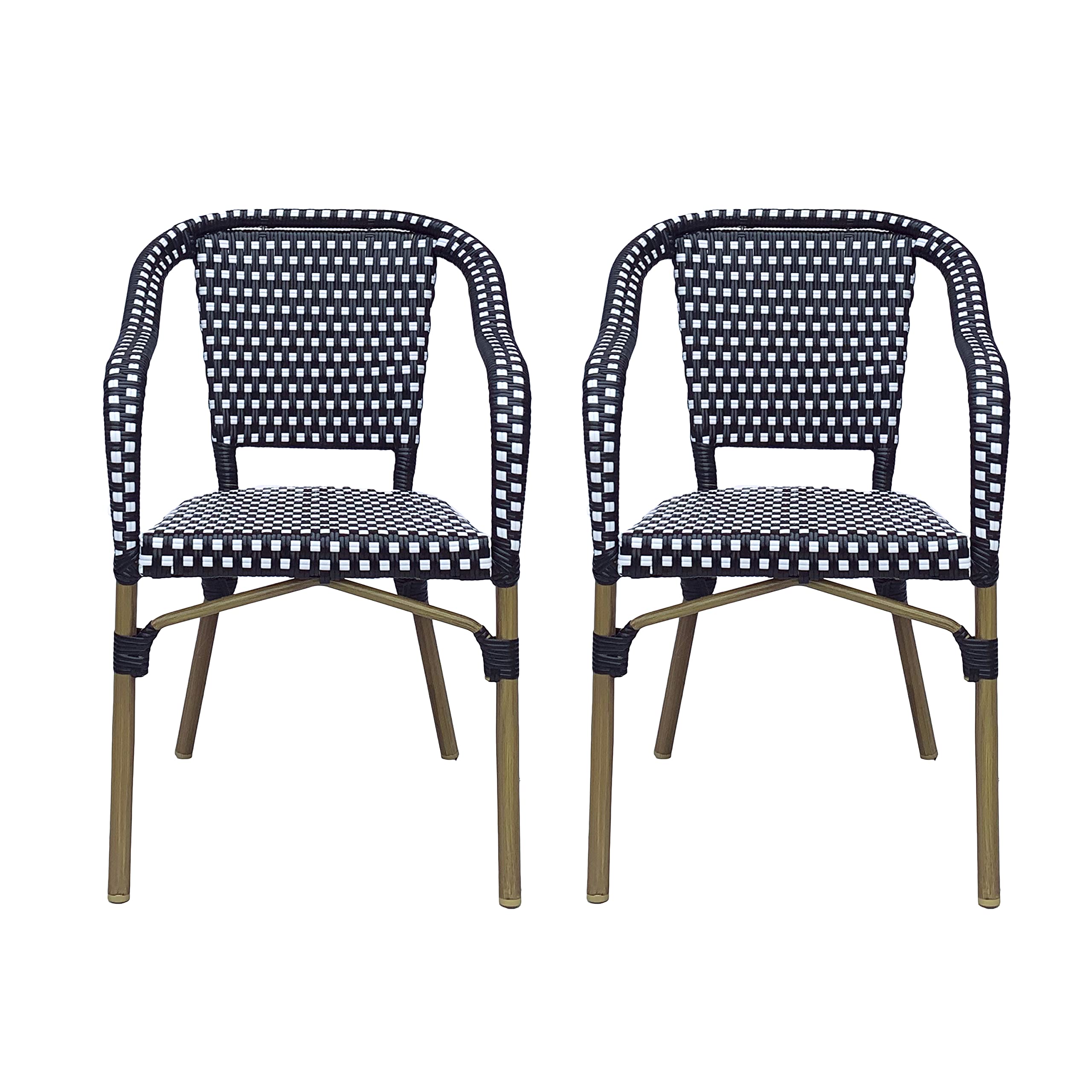 Christopher Knight Home Philomena Outdoor French Bistro Chair (Set of 2), Gray + White + Bamboo Print Finish