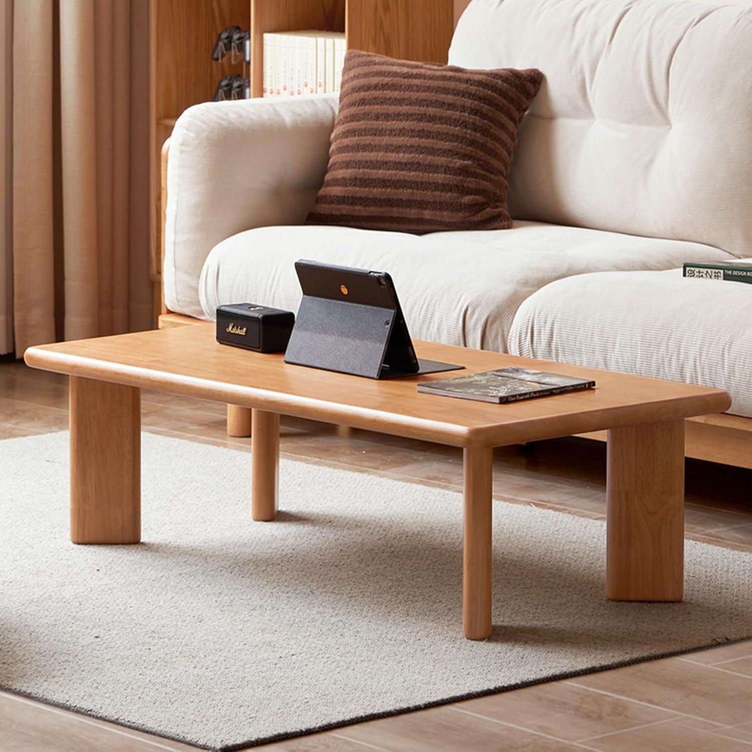 YESWOOD Solid Wood Tatami Tables, 47" L Low Coffee Table Japanese Floor Table Small Wooden Tables Tea Table for Sitting on The Floor Living Room