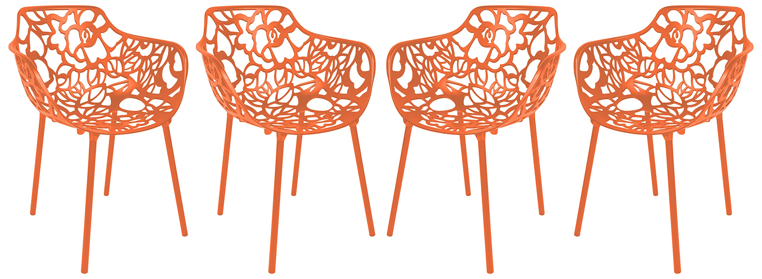 LeisureMod Forest Dining Arm Chair, Aluminum Indoor and Outdoor Stackable Patio Accent Chair for Dining Room, Living Room, and Poolside Devon Collection
