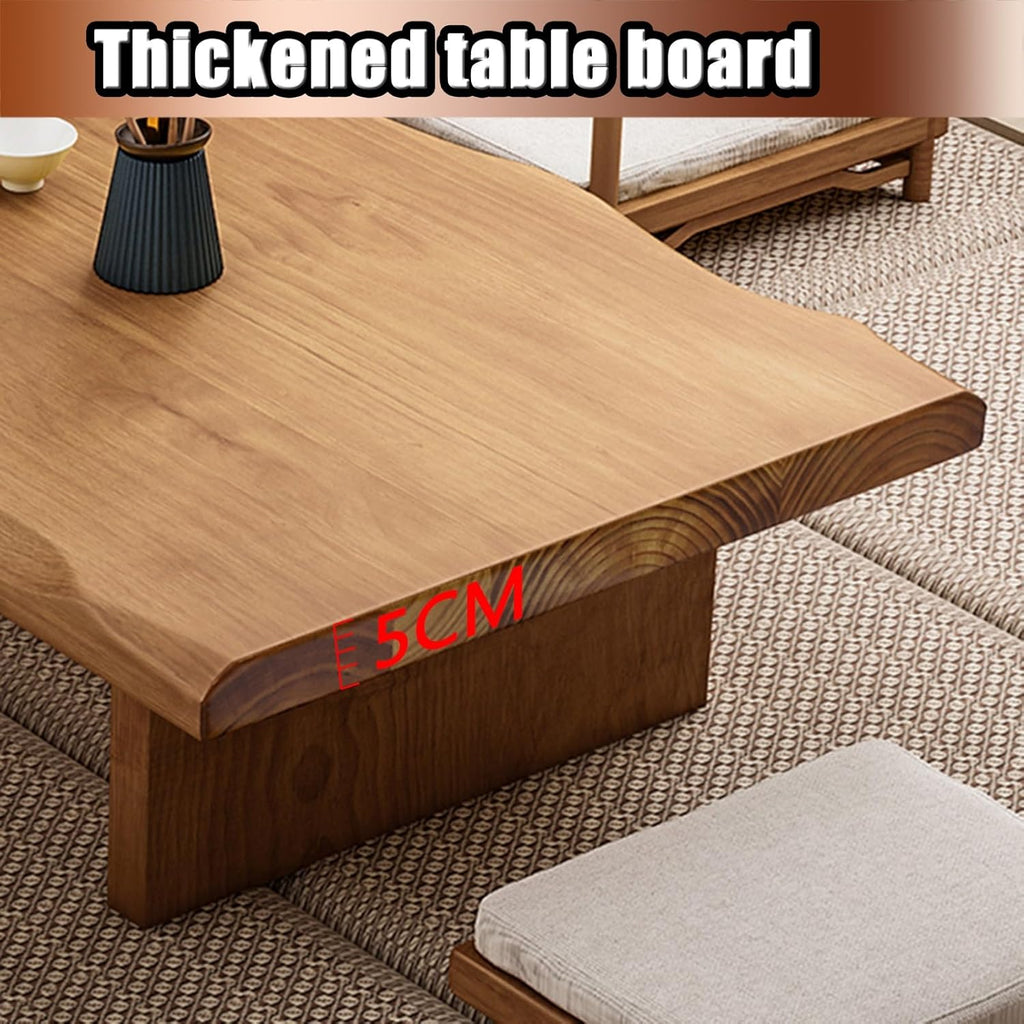 Solid Wood Japanese Low Floor Table Meditation Floor Sitting Altar Table for Living/Tea/Reception Room(Brown,55.1x23.6x13.7in)