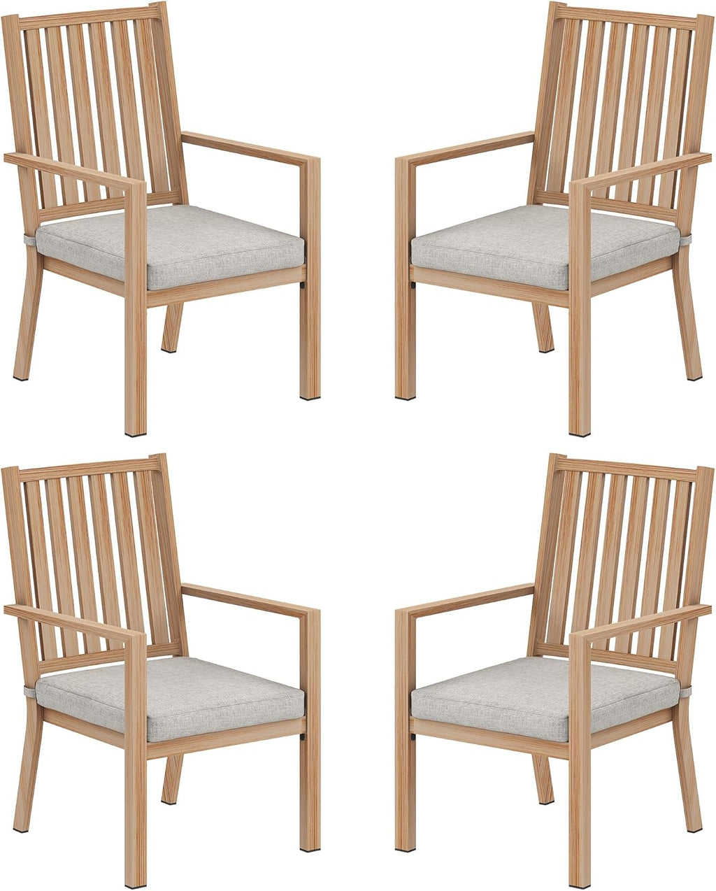 FansaFurn Patio Dining Chairs Set of 4, Aluminum Outdoor Patio Chairs with Waterproof Cushions, Metal Outdoor Patio Furniture Set for Porch, Balcony, Deck, Backyard, Brown