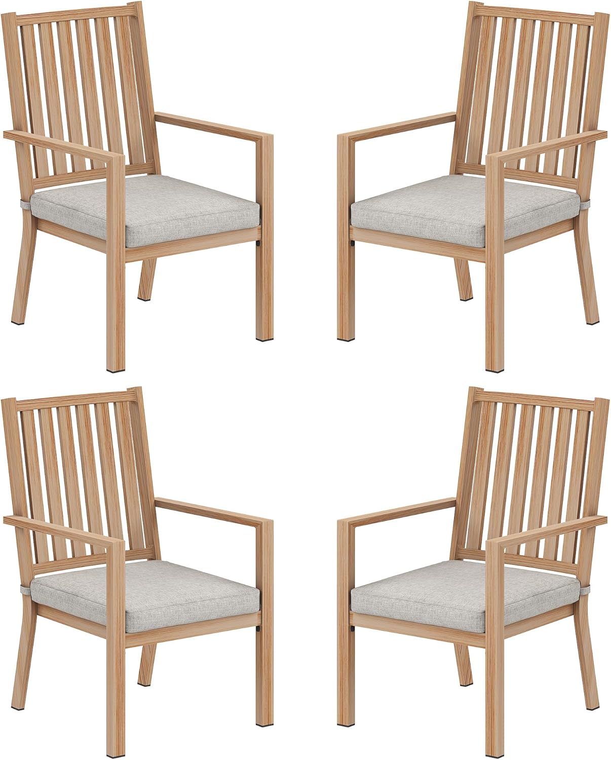 FansaFurn Patio Dining Chairs Set of 4, Aluminum Outdoor Patio Chairs with Waterproof Cushions, Metal Outdoor Patio Furniture Set for Porch, Balcony, Deck, Backyard, Brown