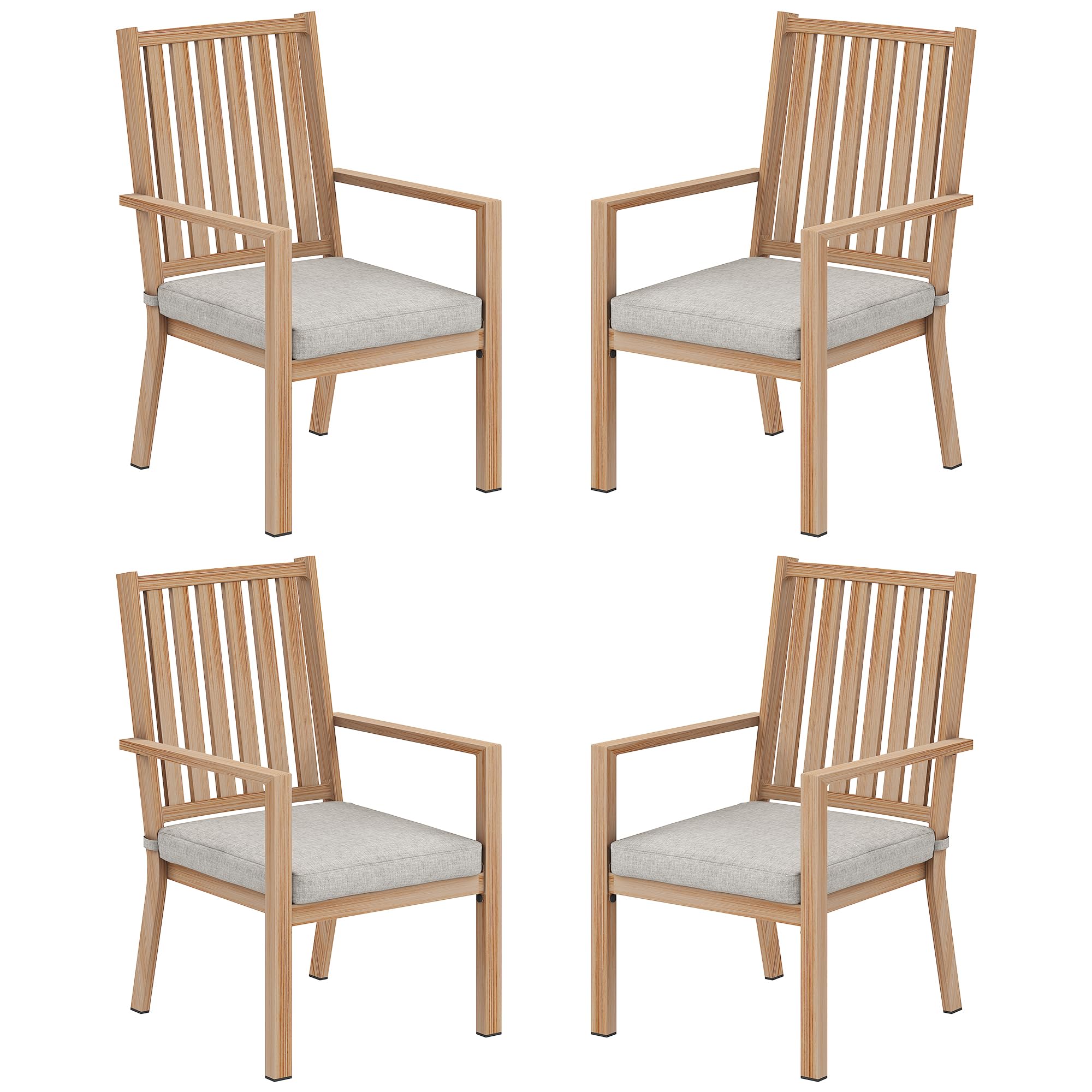 FansaFurn Patio Dining Chairs Set of 4, Aluminum Outdoor Patio Chairs with Waterproof Cushions, Metal Outdoor Patio Furniture Set for Porch, Balcony, Deck, Backyard, Brown