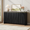 Vabches Fluted Buffet Cabinet with Storage, 3D Ripple Pattern Doors and Curved Edges, Modern Sideboard for Kitchen, Entryway, 4 Doors & Adjustable Shelf, Natural, 57.9" W