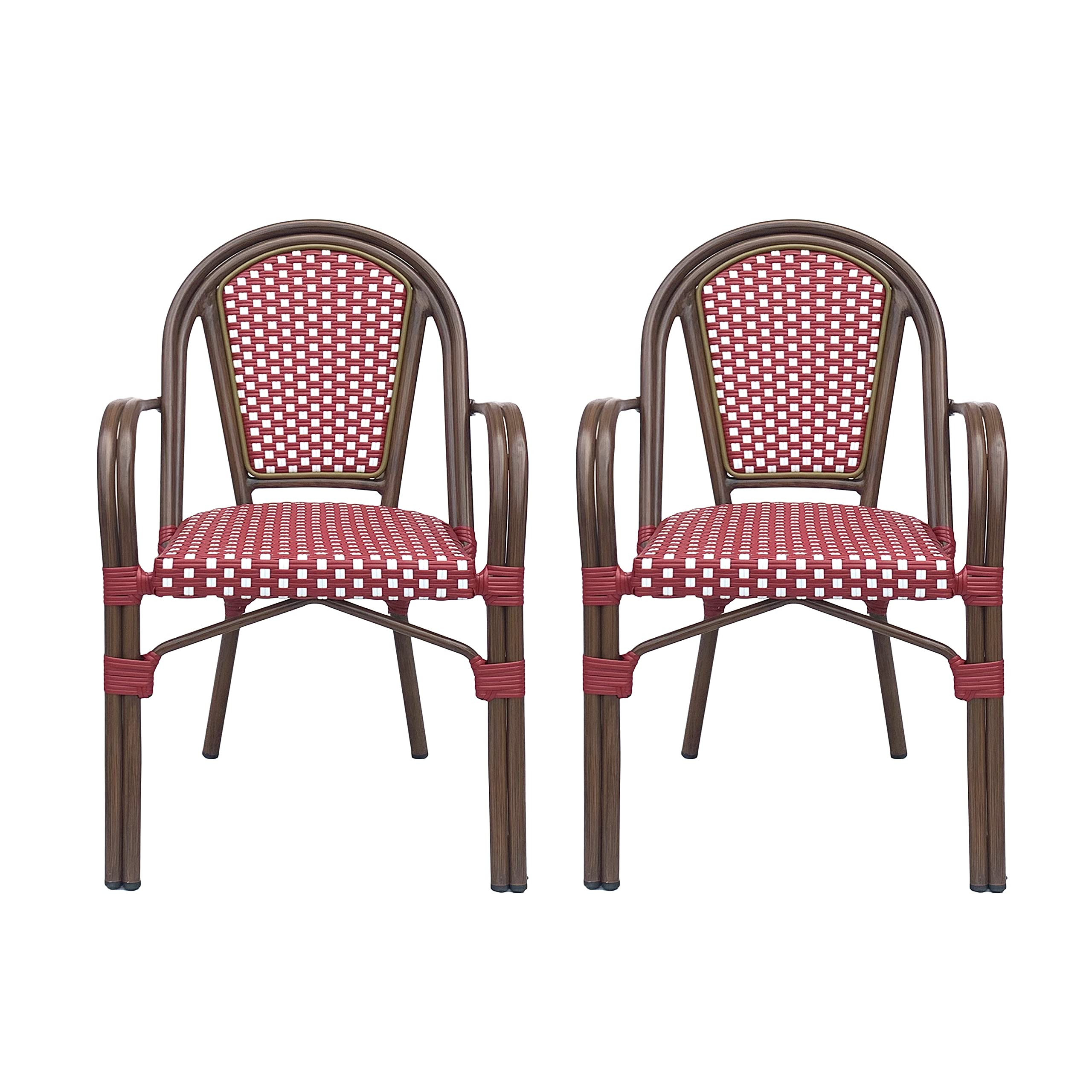 Christopher Knight Home Philomena Outdoor French Bistro Chair (Set of 2), Gray + White + Bamboo Print Finish