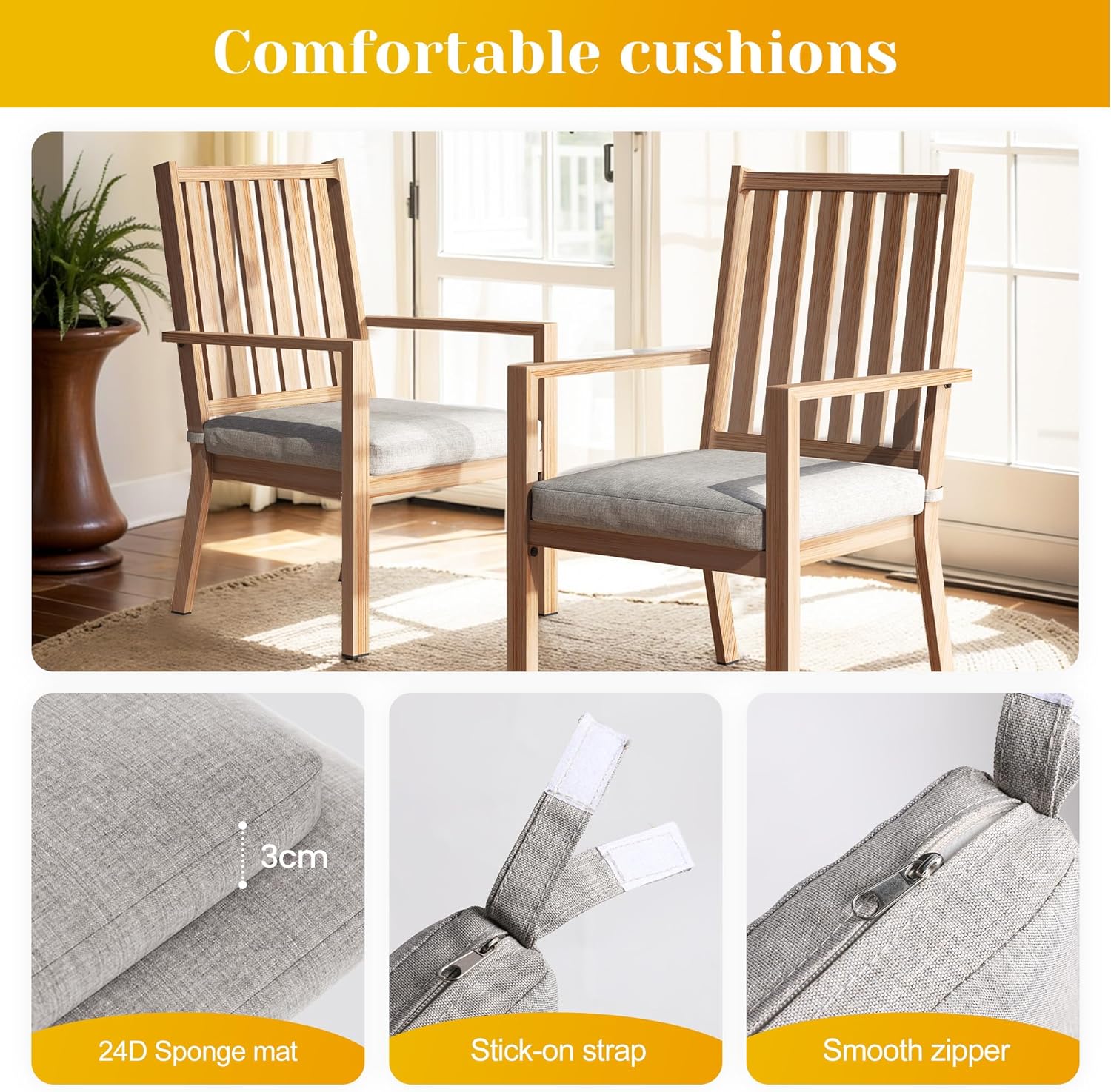 FansaFurn Patio Dining Chairs Set of 4, Aluminum Outdoor Patio Chairs with Waterproof Cushions, Metal Outdoor Patio Furniture Set for Porch, Balcony, Deck, Backyard, Brown