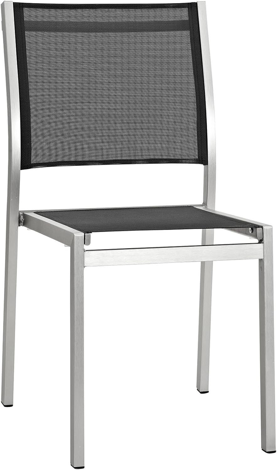 Modway Shore Aluminum Mesh Outdoor Patio Dining Accent Side Chair in Silver Gray