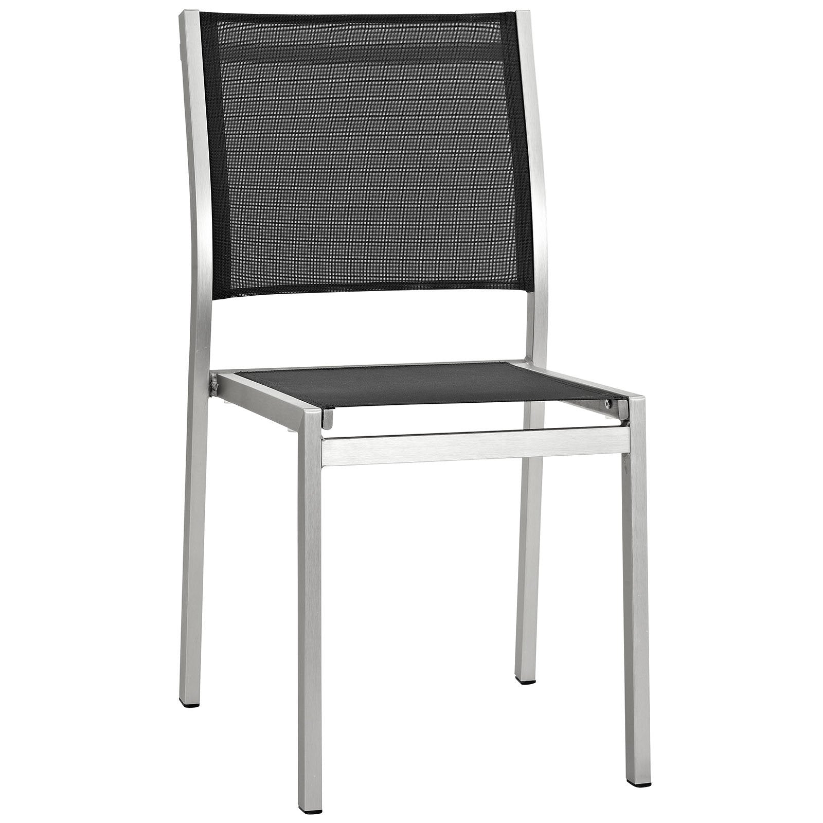 Modway Shore Aluminum Mesh Outdoor Patio Dining Accent Side Chair in Silver Gray