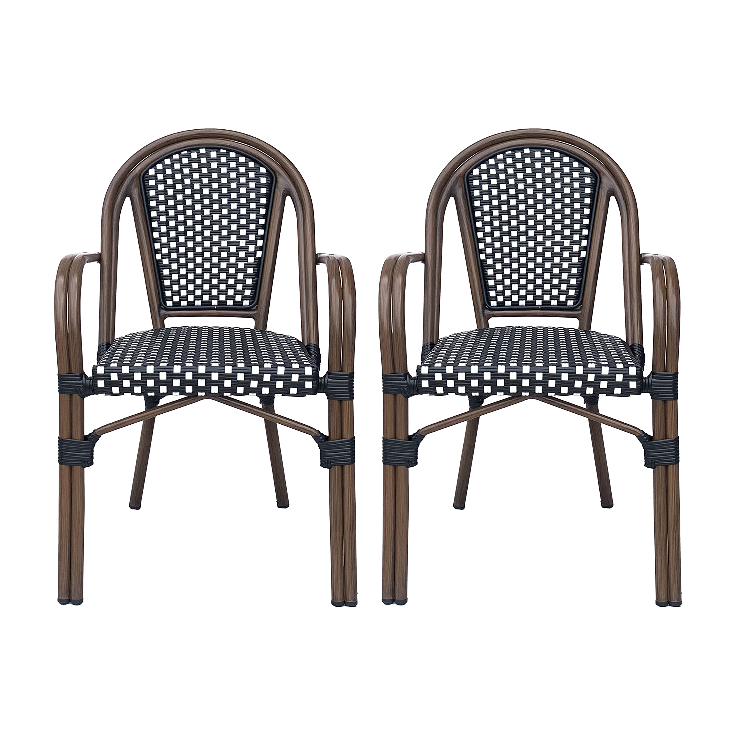 Christopher Knight Home Philomena Outdoor French Bistro Chair (Set of 2), Gray + White + Bamboo Print Finish