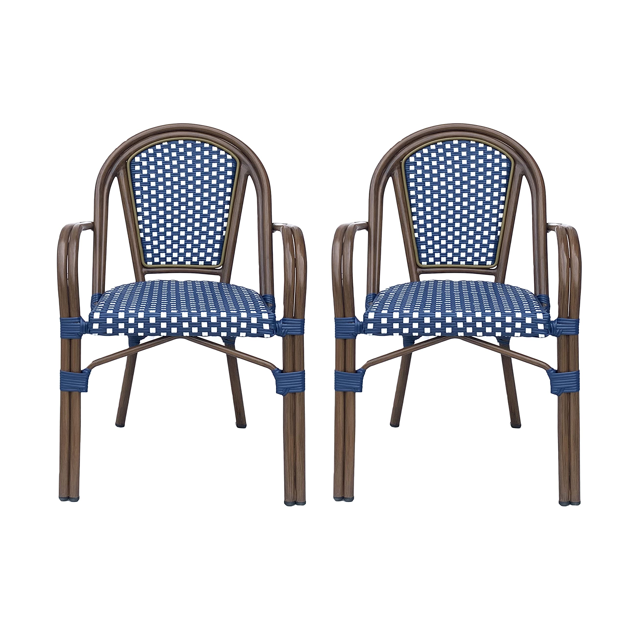 Christopher Knight Home Philomena Outdoor French Bistro Chair (Set of 2), Gray + White + Bamboo Print Finish