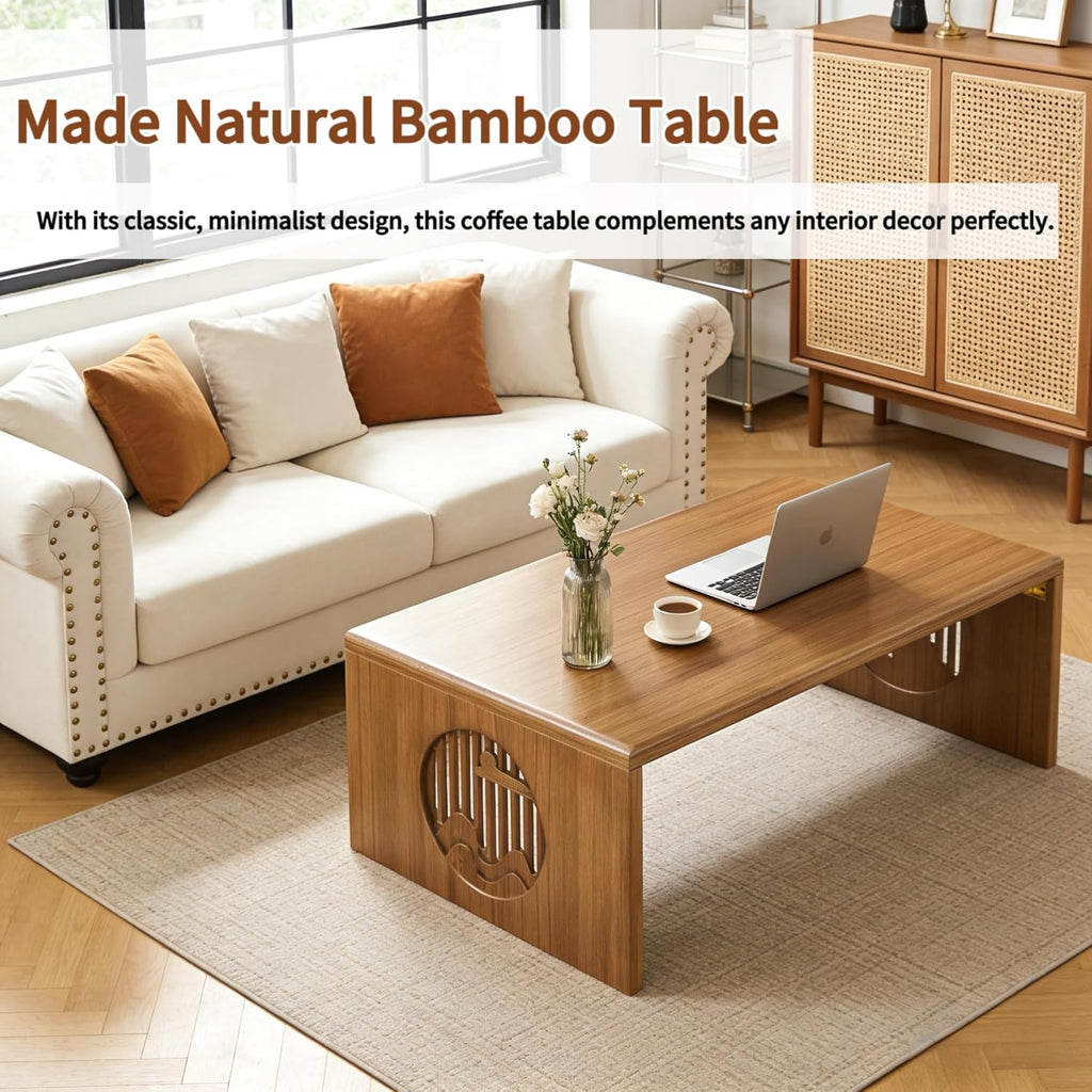 Japanese Folding Coffee Table, Low Coffee Table for Sitting on The Floor, Japanese Floor Table No Assembly Small Coffee Tables for Living Room Tatami Tea Room Dining Bedroom 31.5 Inch