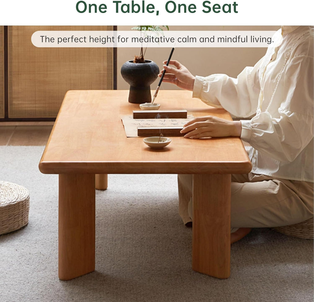 YESWOOD Solid Wood Tatami Tables, 47" L Low Coffee Table Japanese Floor Table Small Wooden Tables Tea Table for Sitting on The Floor Living Room