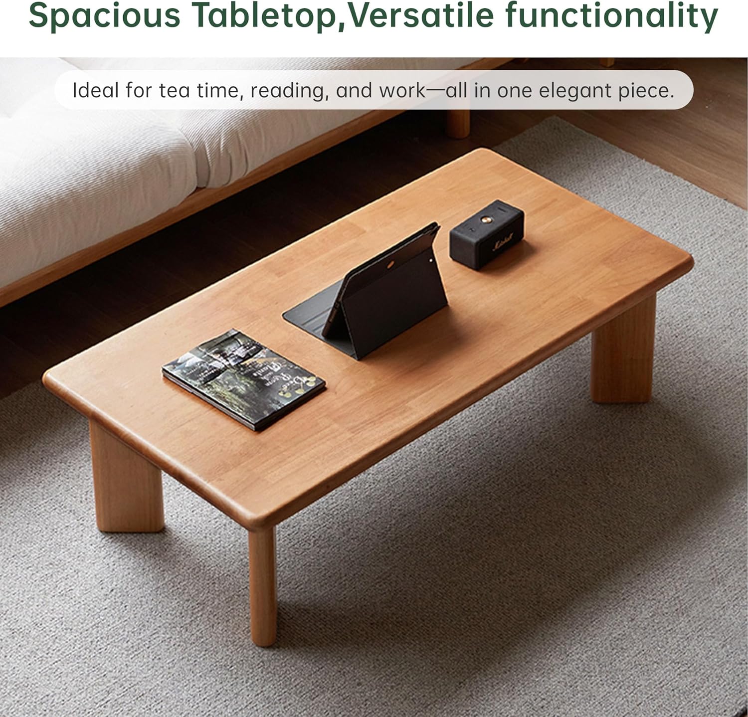YESWOOD Solid Wood Tatami Tables, 47" L Low Coffee Table Japanese Floor Table Small Wooden Tables Tea Table for Sitting on The Floor Living Room