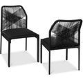 Best Choice Products Set of 2 Indoor/Outdoor Modern Dining Kitchen Chairs, All-Weather Rope Woven Design, Padded Cushions, Aluminum Frame for Dining Room, Living Room - Black/Obsidian
