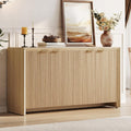 ONBRILL Fluted Sideboard Buffet Cabinet with Storage, Wooden Modern Fluted Sideboard with 4 Doors and 5 Adjustable Shelves, Coffee Bar Table for Dining Room, Hallway, Kitchen (Natural Oak)