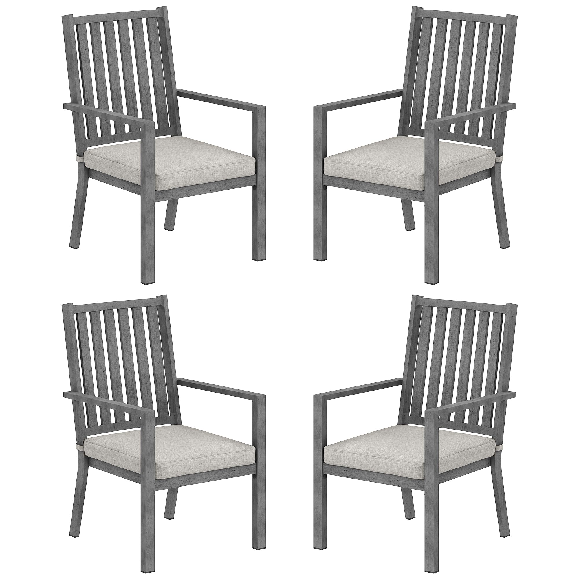 FansaFurn Patio Dining Chairs Set of 4, Aluminum Outdoor Patio Chairs with Waterproof Cushions, Metal Outdoor Patio Furniture Set for Porch, Balcony, Deck, Backyard, Brown