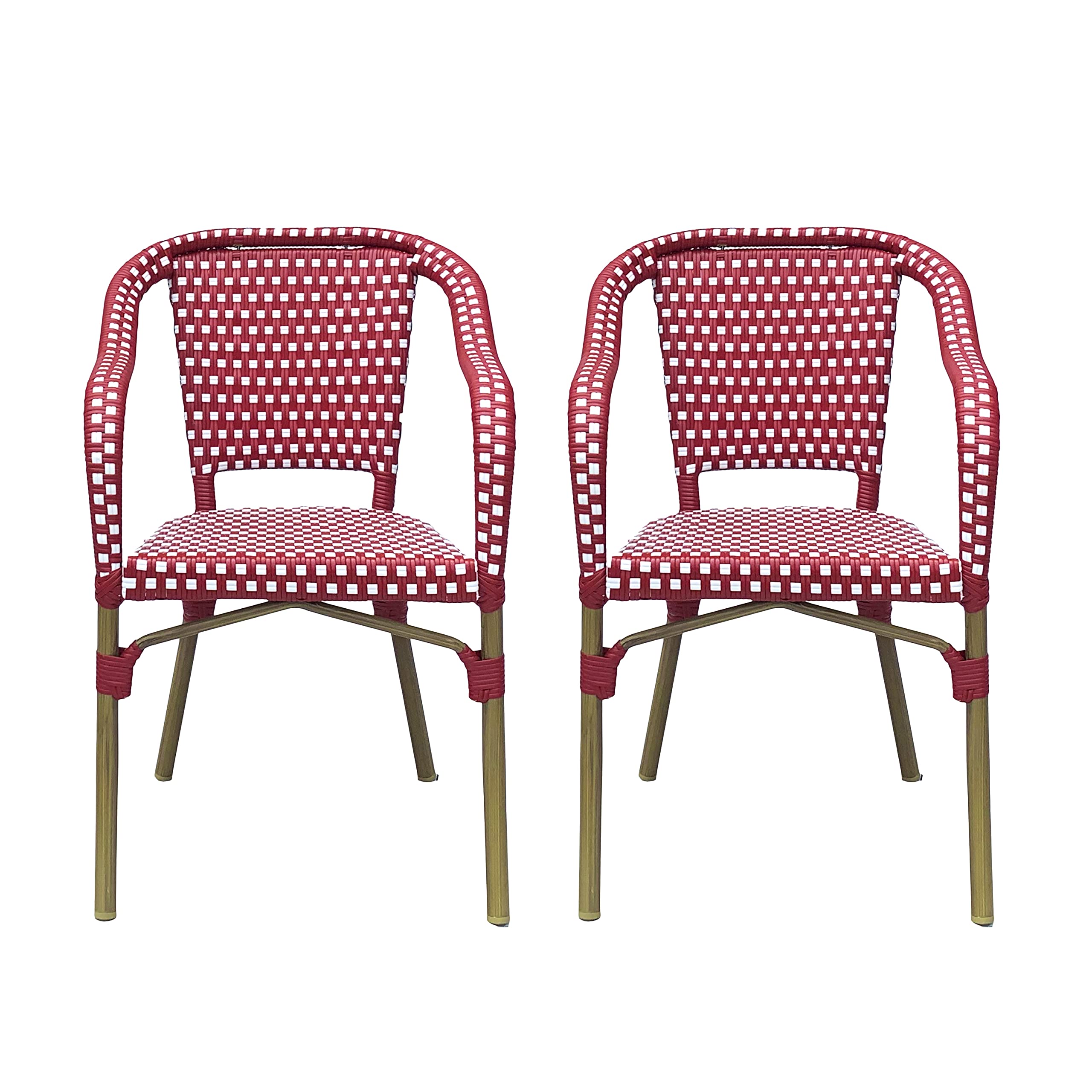 Christopher Knight Home Philomena Outdoor French Bistro Chair (Set of 2), Gray + White + Bamboo Print Finish