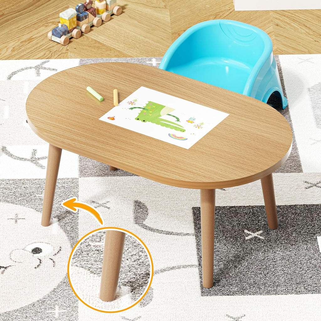 FAMIDGE Coffee Table, 23.6" Small Oval Coffee Tables for Small Space with 4 Solid Wood Leg, Floor Table Desk for Sitting on The Floor, Side Table Japanese Low Table for Living Room Apartment, Brown