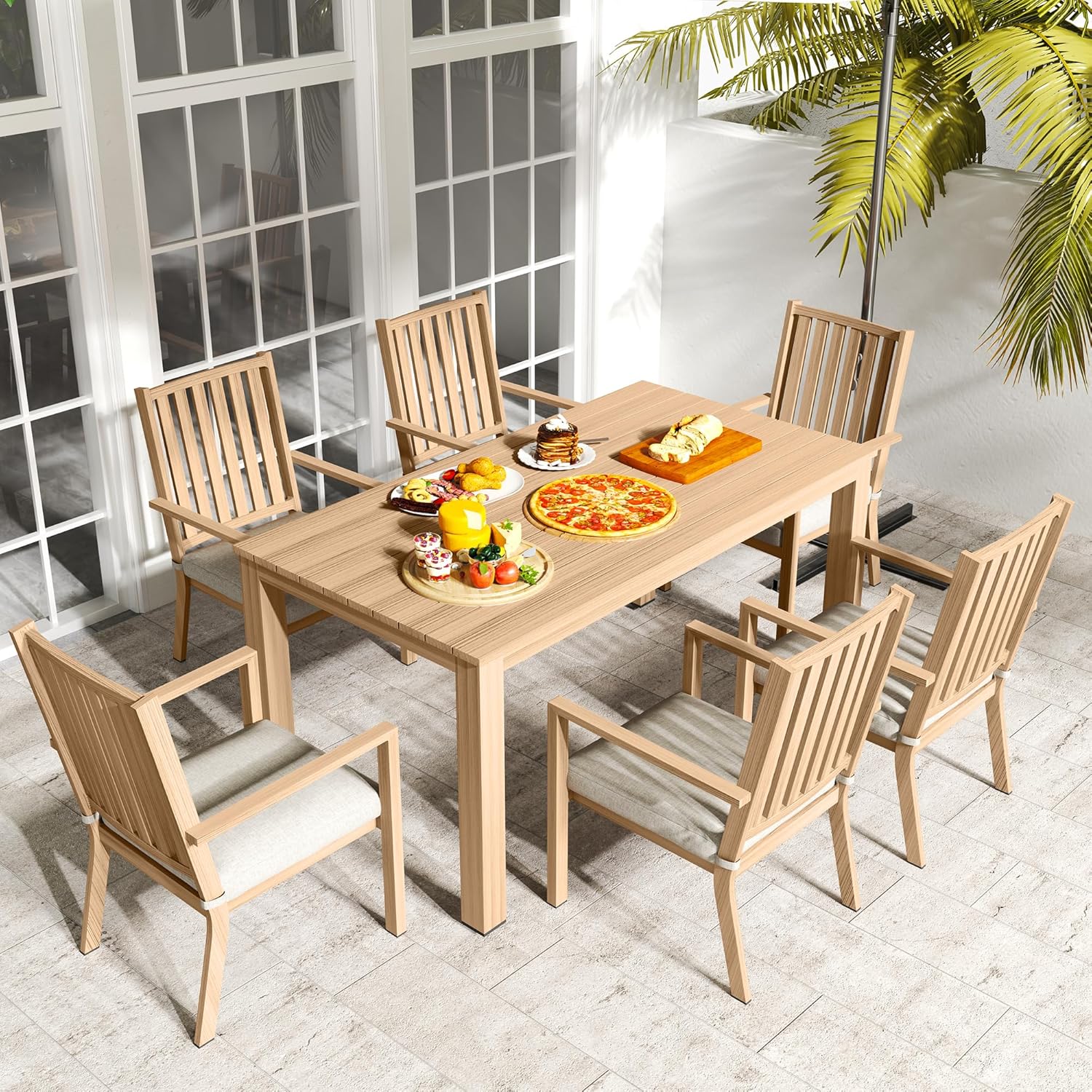 FansaFurn Patio Dining Chairs Set of 4, Aluminum Outdoor Patio Chairs with Waterproof Cushions, Metal Outdoor Patio Furniture Set for Porch, Balcony, Deck, Backyard, Brown