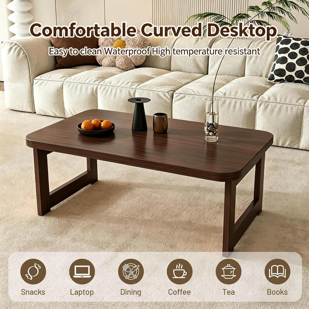 Japanese Folding Floor Table Foldable Coffee Tables Low Tables Versatile for Sitting Dining Table Tea Tatami Desk No Assembly Unique (39.4 * 19.7 * 11.8 inch)