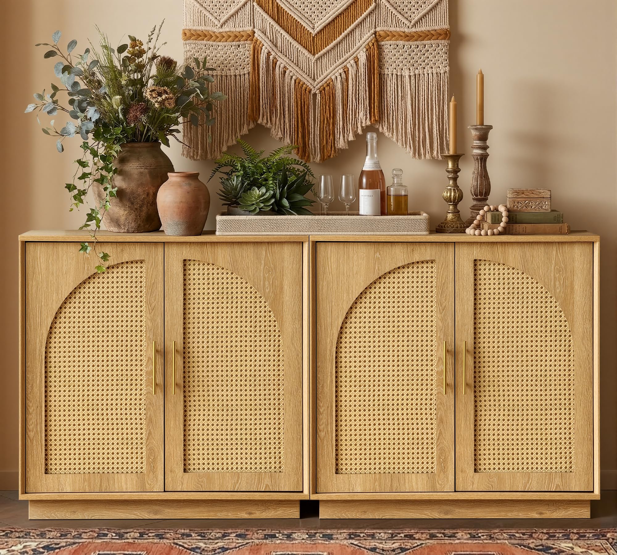 FORTUNETEC Sideboard Buffet Cabinet with Storage, Modern Accent Cabinet with Arched Doors & Shelf, 31.5" Modular Media Console, Minimalist Credenza for Living Room Kitchen Dining Room Entryway, Black